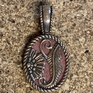 Carolyn Pollack Pendant Sterling Silver and Rhodonite Reversible by Relios